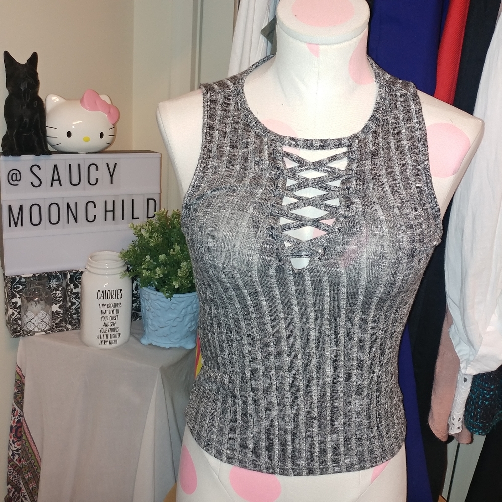 American Eagle | Essentials Gray Ribbed Tank Top M - image 1